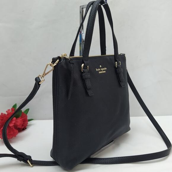 Kate Spade New York Black Pebbled Leather Zipper Closure Crossbody Shoulder Bag - Picture 4 of 16